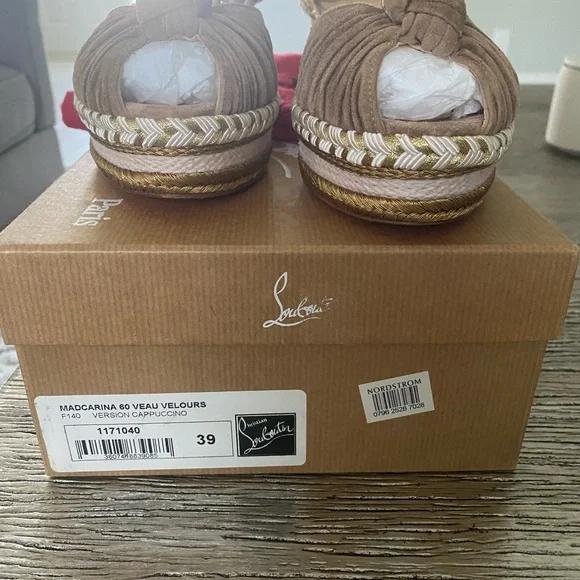 Christian Louboutin Madcarina  60mm Brown Espadrille Wedge Sandals - Picture 2 of 8